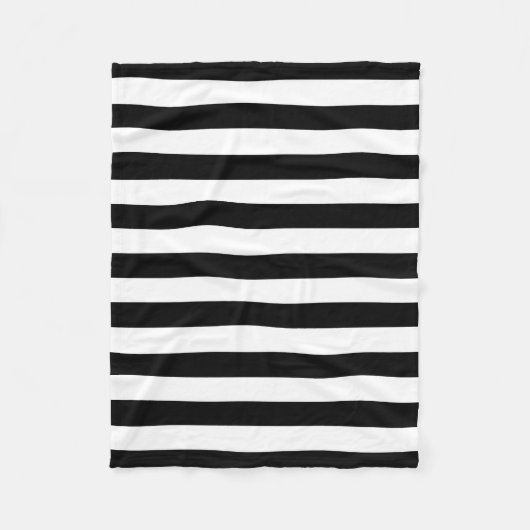 Couverture Polaire Rayures horizontales larges noires et blanches à (Devant)