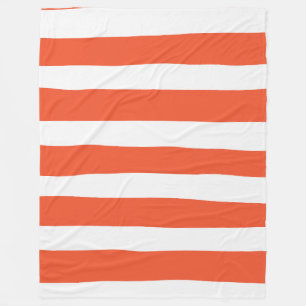 Couverture Polaire Rayures irrégulières - Orange et Blanc