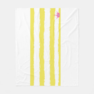 Couverture Polaire Rayures jaunes et couronne rose Plaid en laine