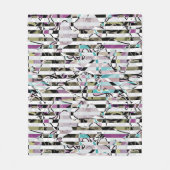 Couverture Polaire rayures motif rayées Abstraites beige turquoise p (Devant)