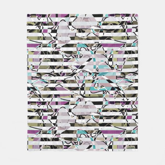 Couverture Polaire rayures motif rayées Abstraites beige turquoise p (Devant)