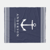 Couverture Polaire Rayures nautiques de bleu marine et de blanc (Devant (Horizontal))