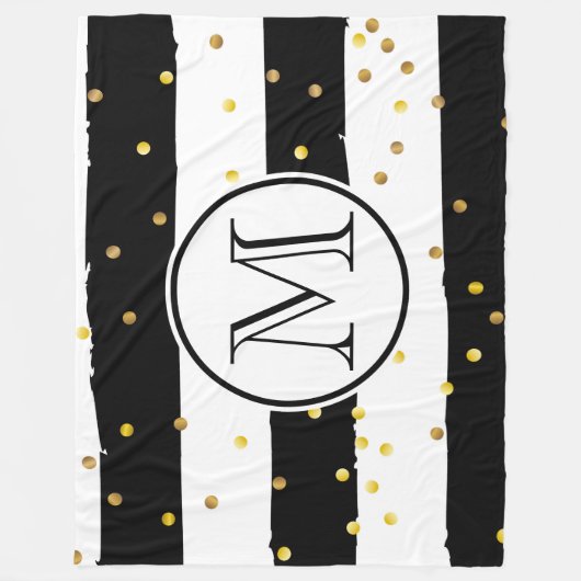 Couverture Polaire Rayures noires et blanches (Devant)