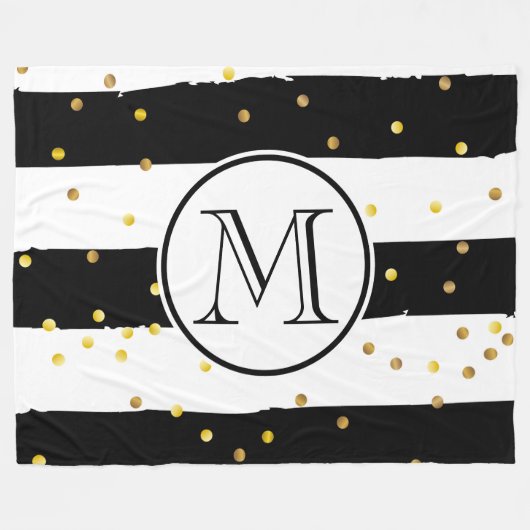 Couverture Polaire Rayures noires et blanches (Devant (Horizontal))