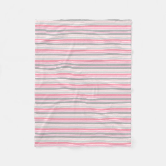 Couverture Polaire Rayures roses et grises (Devant)