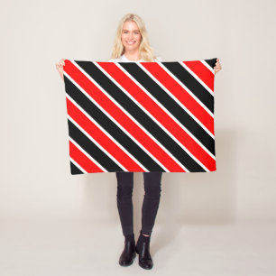 Couverture Polaire Rayures rouges blanches noires