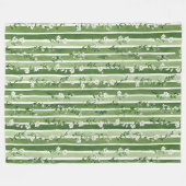 Couverture Polaire Rayures Vertes Fleurs Blanches (Devant (Horizontal))