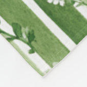 Couverture Polaire Rayures Vertes Fleurs Blanches (Coin)