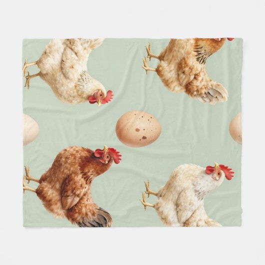 Couverture Polaire Realistic Chickens Farm Fresh Eggs Pattern (Devant (Horizontal))