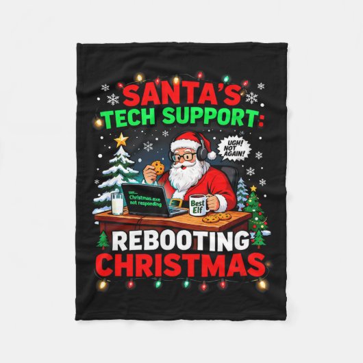 Couverture Polaire Rebooting Funny Santa's Tech Suprt Christmas Compu (Devant)