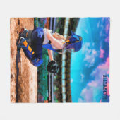 Couverture Polaire Receveur du base-ball et peinture de stade (Devant (Horizontal))