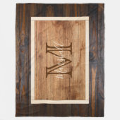 Couverture Polaire Rectangle de monogramme en bois rustique (Devant)
