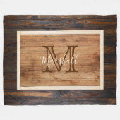 Couverture Polaire Rectangle de monogramme en bois rustique (Devant (Horizontal))