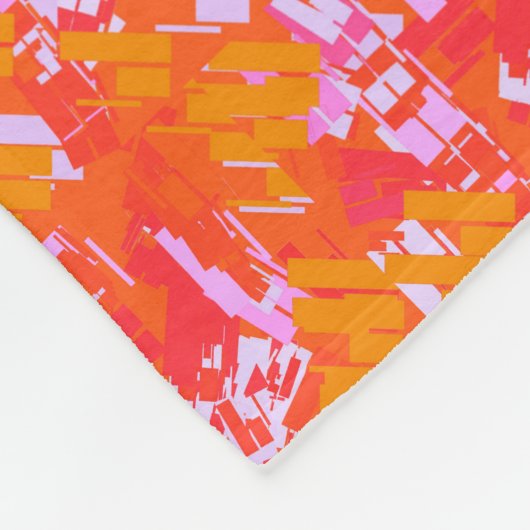 Couverture Polaire Rectangles aléatoires rouges orange rose (Coin)