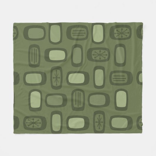 Couverture Polaire Rectangles arrondies MCM du milieu du siècle vert  (Devant (Horizontal))