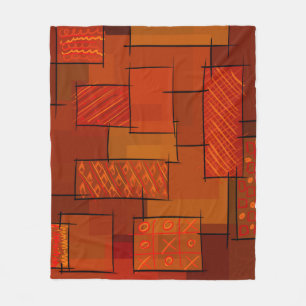 Couverture Polaire Rectangles, motif patchwork, doodle. Surface de re