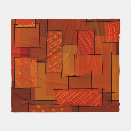Couverture Polaire Rectangles, motif patchwork, doodle. Surface de re (Devant (Horizontal))