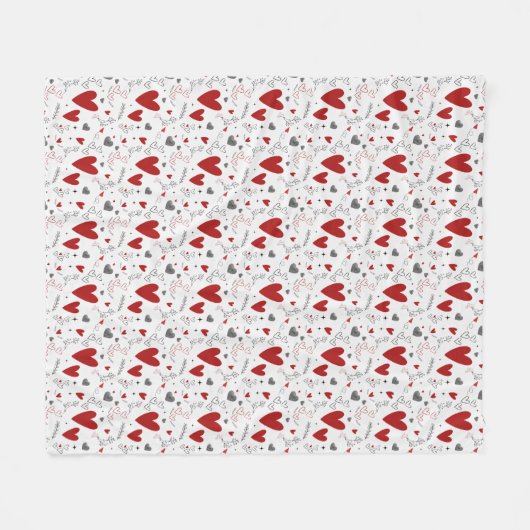 Couverture Polaire Red and Black Doodle Hearts Love (Devant (Horizontal))