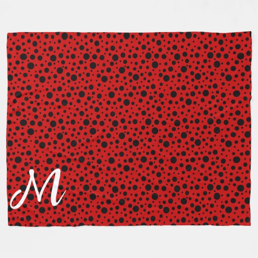 Couverture Polaire Red and black polka dots funny ladybug (Devant (Horizontal))