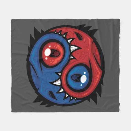 Couverture Polaire Red and Blue Yin Yang Dragons (Devant (Horizontal))