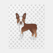 Couverture Polaire Red And White Boston Terrier Cartoon Chien & Paws (Devant)