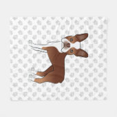Couverture Polaire Red And White Boston Terrier Cartoon Chien & Paws (Devant (Horizontal))
