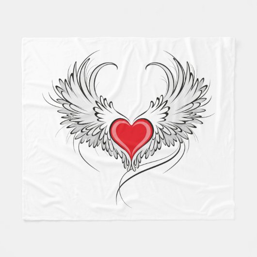 Couverture Polaire Red Angel Coeur avec ailes (Devant (Horizontal))