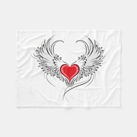 Couverture Polaire Red Angel Coeur avec ailes (Devant (Horizontal))