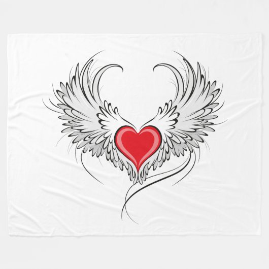 Couverture Polaire Red Angel Coeur avec ailes (Devant (Horizontal))