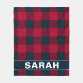 Couverture Polaire Red & Black Plaid Personalized Name (Devant)