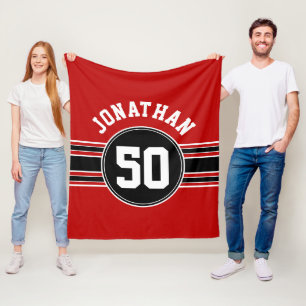 Couverture Polaire Red Black Team Jersey Fan Gear Nom Numéro
