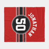 Couverture Polaire Red Black Team Jersey Fan Gear Nom Numéro (Devant (Horizontal))