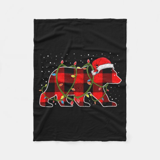 Couverture Polaire Red Buffalo Plaid Christmas Tree Light Bear Pajama (Devant)