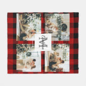 Couverture Polaire Red Buffalo Plaid & Collage Photo Avec Initiale (Devant (Horizontal))