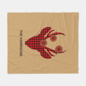 Couverture Polaire Red Buffalo Plaid Deer Head Personnalisé (Devant (Horizontal))