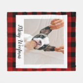 Couverture Polaire Red Buffalo Plaid & Joyeux Woofmas Avec Photo Chie (Devant (Horizontal))