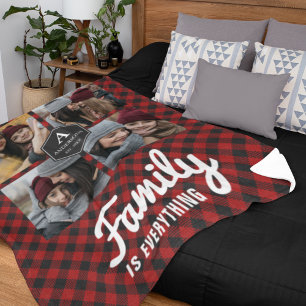 Couverture Polaire Red Buffalo Plaid Lumberjack Family Photo Collage