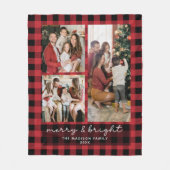 Couverture Polaire Red Buffalo Plaid Merry & Bright Christmas Photo (Devant)