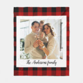 Couverture Polaire Red Buffalo Plaid & Nom Personnel Et Photo (Devant)