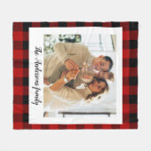 Couverture Polaire Red Buffalo Plaid & Nom Personnel Et Photo (Devant (Horizontal))