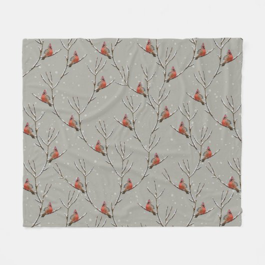 Couverture Polaire Red Cardinal Perched on a Tree Branch Fleece Blank (Devant (Horizontal))