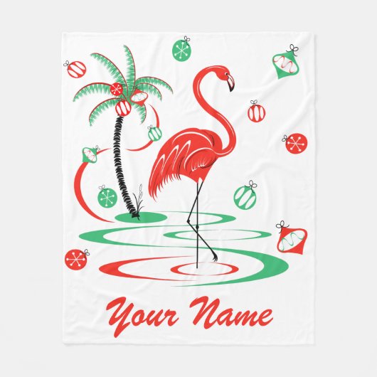 Couverture Polaire Red Christmas Flamant rose Nom fleece (Devant)
