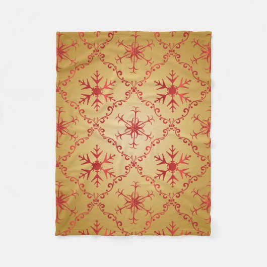 Couverture Polaire Red Christmas Stars on Gold (Devant)