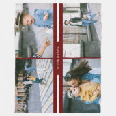 Couverture Polaire Red Custom Photos Collage Nom de famille Personnal (Devant)