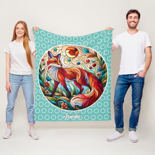 Couverture Polaire Red Fox et Sun Pale Green (En situation)