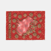 Couverture Polaire Red Gold 2023 Rabbit Lunaire Chinois Nouvel An (Devant (Horizontal))