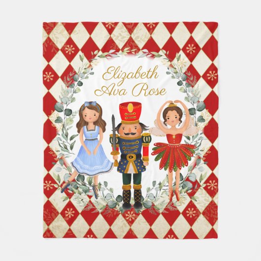 Couverture Polaire Red Gold Nutcracker Holiday Wreath Nursery (Devant)