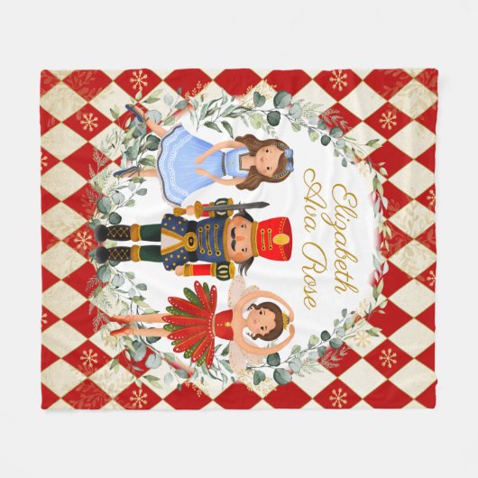 Couverture Polaire Red Gold Nutcracker Holiday Wreath Nursery (Devant (Horizontal))