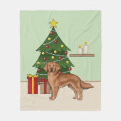 Couverture Polaire Red Golden Retriers with Green Christmas Tree (Devant)