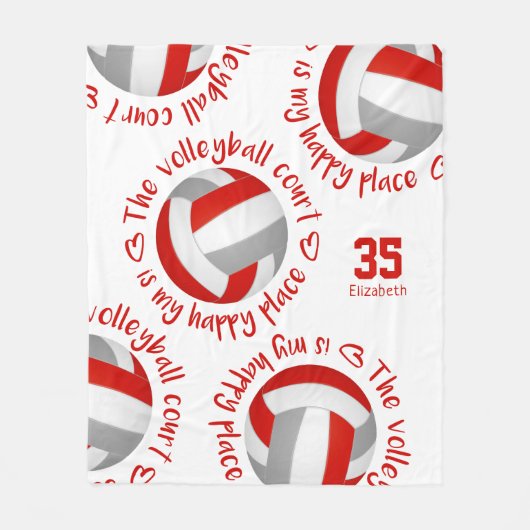 Couverture Polaire red gray volleyball court happy place typography (Devant)